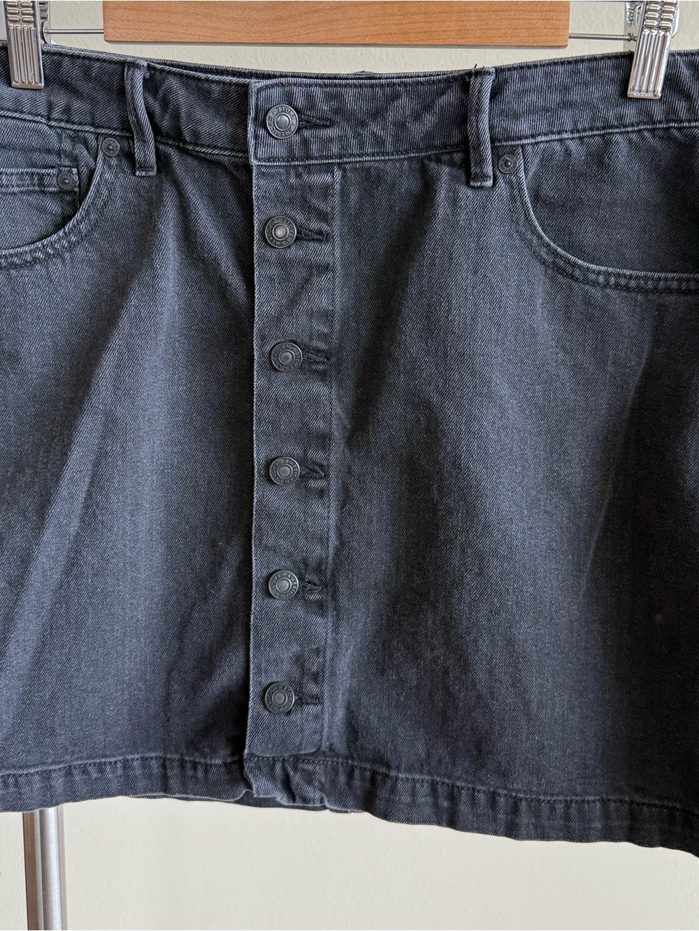 American Eagle Outfitters Black Denim Skirt with Embossed Waistband